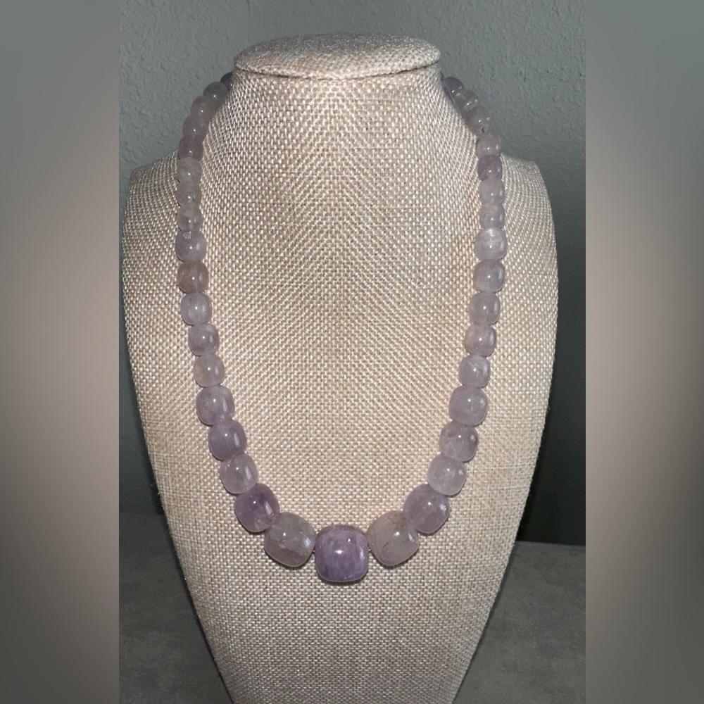 Misty Lilac Quartz Graduated Bead Necklace by Jay King